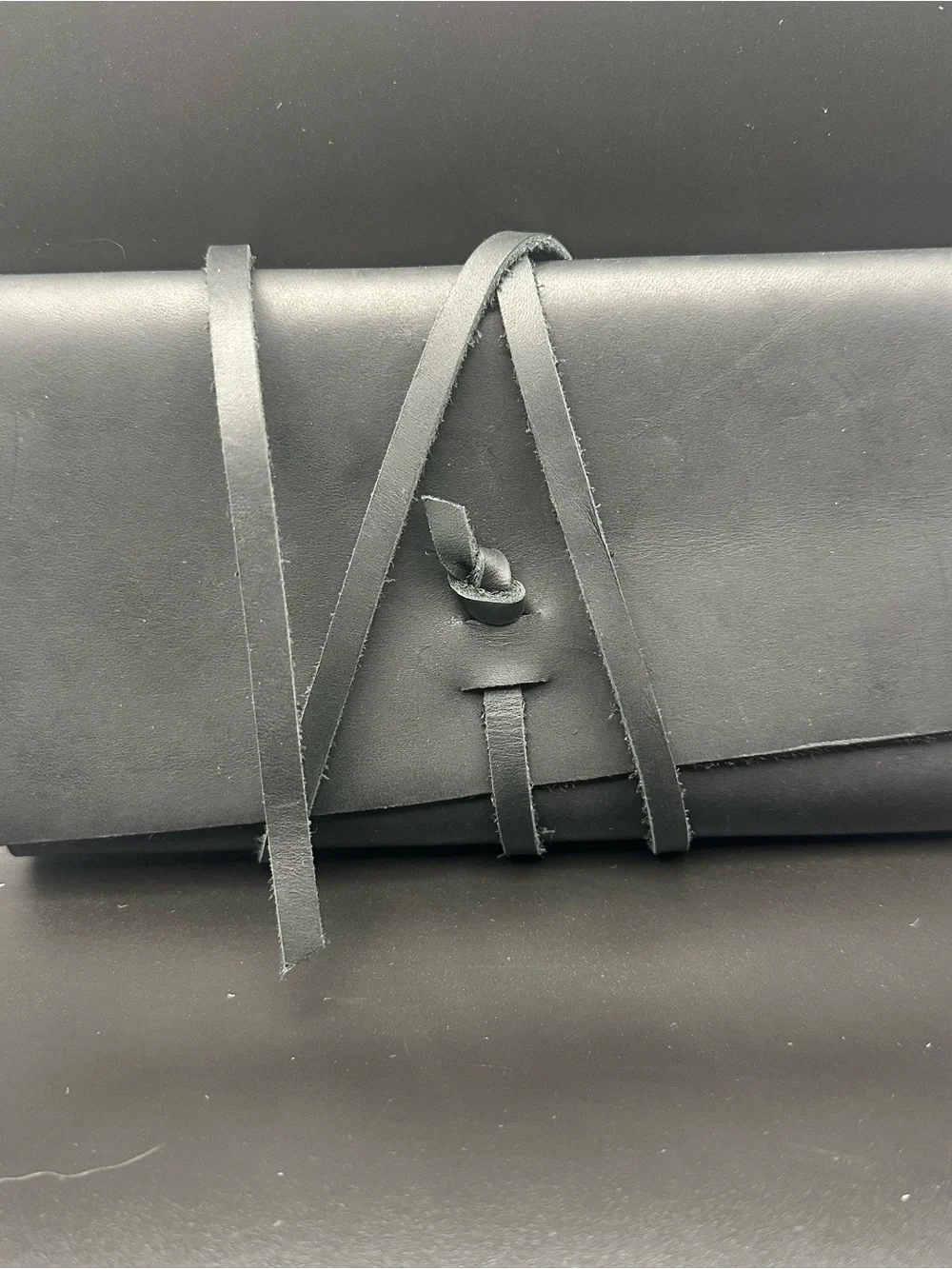 Black Leather Wrap Clutch